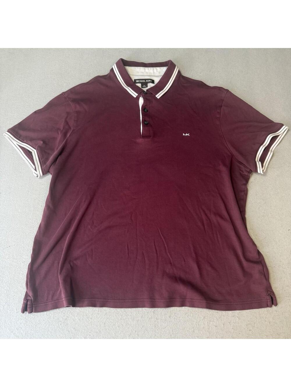 Michael Kors Polo Shirt Mens XL Burgundy Short Sleeve MK Logo Casual